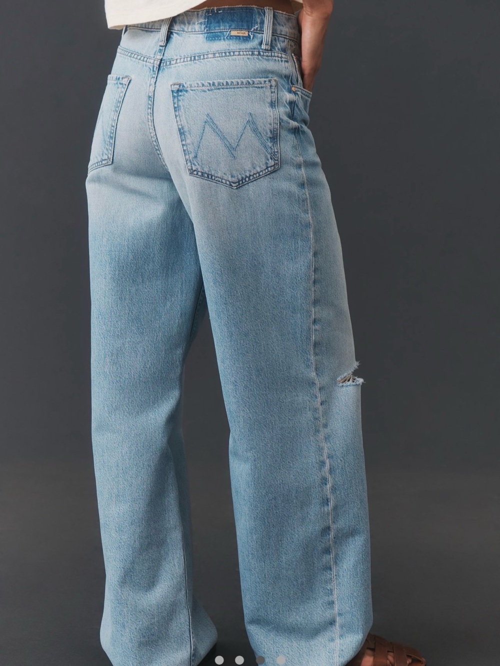 MOTHER Superior The Spinner Zip Sneak Wide-Leg Jeans size 30